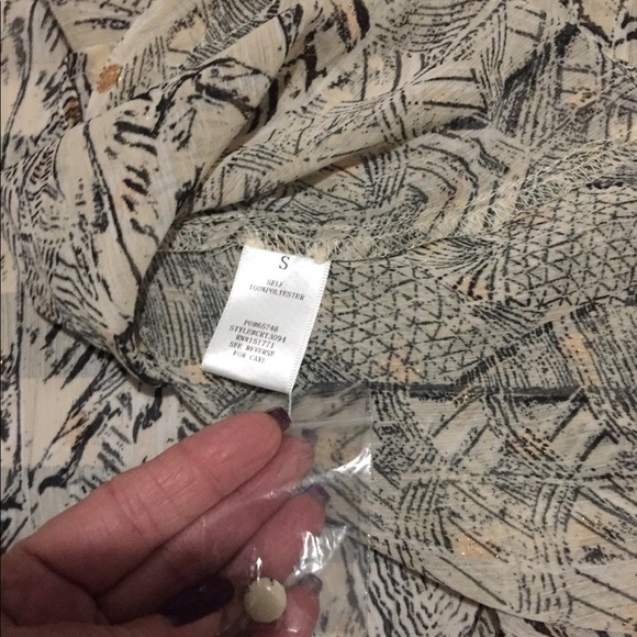 NWOT Material Girls size small oversized cream gold and gray 3/4 length sleeves - Picture 8 of 8